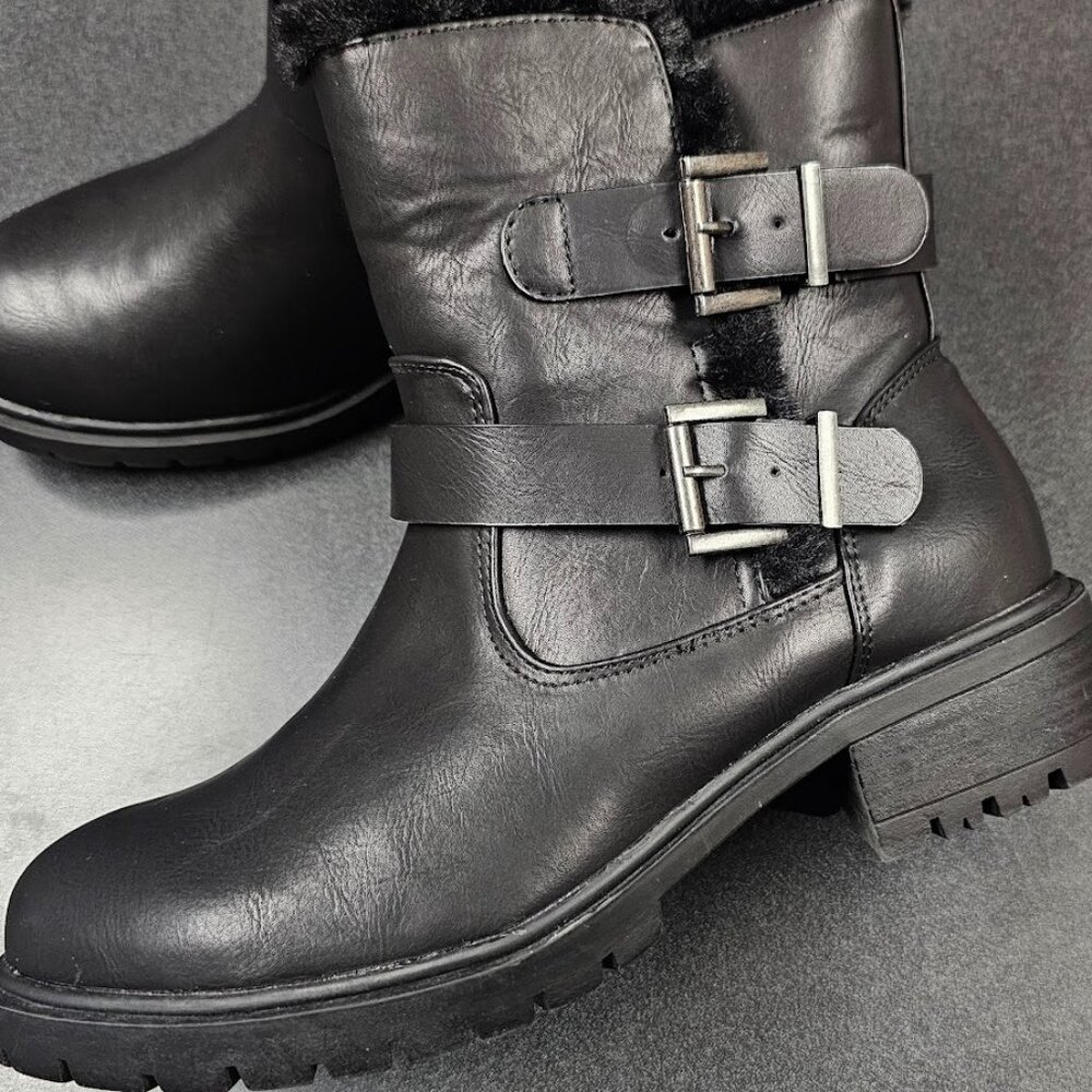 TORRID Leather Moto Boots with Faux fur (NWOT)